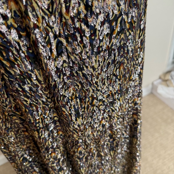 BA&SH Black Gold Silver Metallic Thread Shiny Skirt Midi Holiday Party size S - Picture 3 of 7